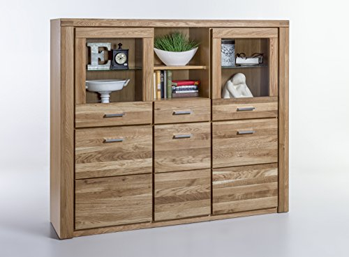 Ellberg Vitrine Tabea Highboard in Wildeiche geölt Teilmassiv 2335 exsopo