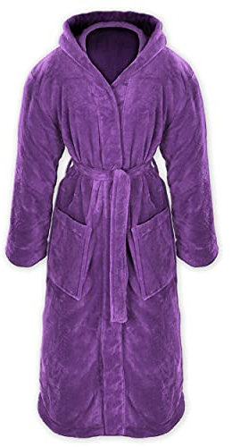 Gräfenstayn® Damen & Herren Kuschelfleece Bademantel mit Kapuze Größe S-XXXL mit Öko-Tex Standard 100 Flanell Fleece (XL, Lila)