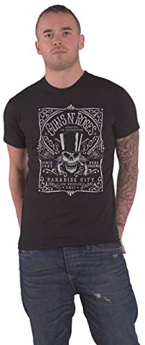 Guns N' Roses Herren Bourbon Label T-Shirt, Schwarz, L