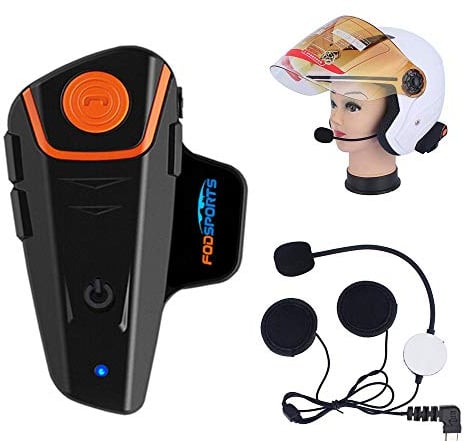 Fodsports BT-S2 Bluetooth Motorrad Intercom Headset Wasserdicht Helm Gegensprechanlage Wireless Sprechanlage mit 1000m, GPS, FM Radio, MP3 Player, Verbinden bis zu 3 Reiter (1 Packung hartes Kabel)