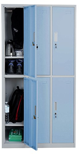 Mendler Schließfach Boston T829 Metall 6 Fächer - blau | Schließfachschrank, Wertfachschrank, Spind