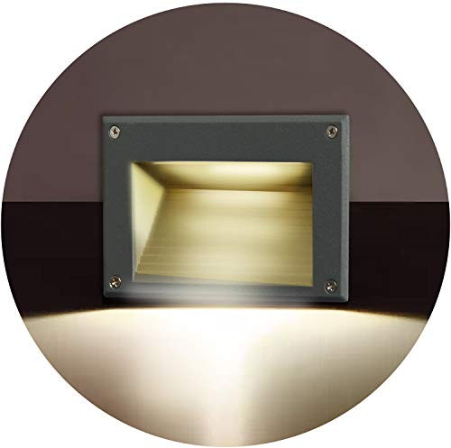 Topmo-plus Bodenstrahler Aluminium einbauleuchte Treppen einbauleuchte LED Stufen Einbaulampe Aluminium / 3W SMD/Wandbeleuchtung Einbaustahler IP65 wasserdicht 3000K Warmweiß grau