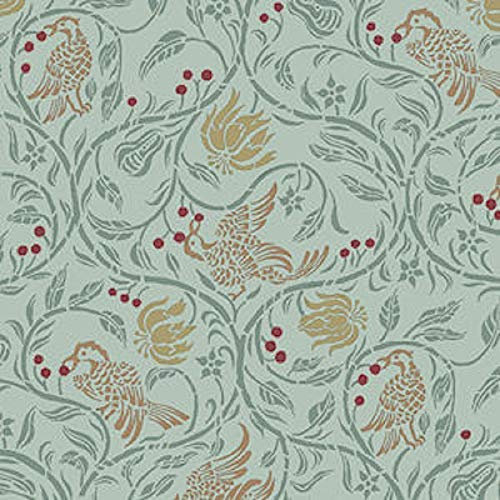 Melody Jane Dolls House Birds & Berries Green Miniature Print Wallpaper 1:12 Scale