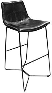 Meubletmoi Barhocker aus Kunstleder und Fuß, kabelgebunden, Schwarz – Hochstuhl, Vintage-Design, modern, Steeve