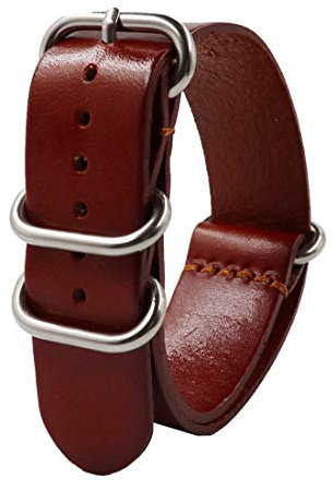 18mm/20mm/22mm/24mm echtes Leder NATO-Uhrenarmband-Öl-Wachs-Leder Retro Pin Buckle Armband Braun, 18mm