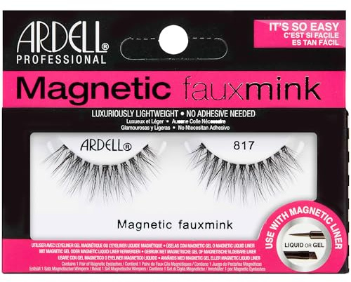 Ardell Magnetic Eyelashes Faux Mink False Eyelashes 817 – No Glue Needed - Magnetic Lashes with Natural Look Wispy Volume, 1 Pack
