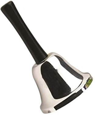 Milisten Weihnachten Santa Hand Glocke Holzgriff Diatonische Metallglocken Handglocke für Hochzeitsveranstaltungen Dekoration Food Line Alarm Jingles Klingeln 1 Stück (Silber)