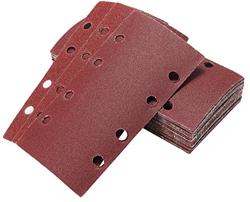 40 Pezzi Fogli Abrasivi per Levigatrice Orbitale 95 x 185 mm, Grana 60 80 120 240, 10 Fori Carta Abrasiva Vetrata con per Levigatrice/Smerigliatrice