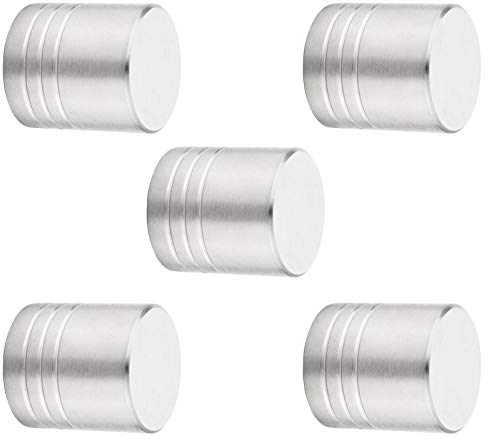 SOTECH 5 Stück Möbelknöpfe BRISTOL Ø 18 mm Höhe 27 mm Edelstahl gebürstet Knopf Schrankknopf