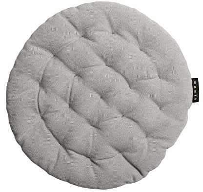 LINUM Pepper Elegantes Rundes Sitzkissen für Indoor und Outdoor Ø 37cm, 100% Baumwolle, Waschbar, Hellgrau