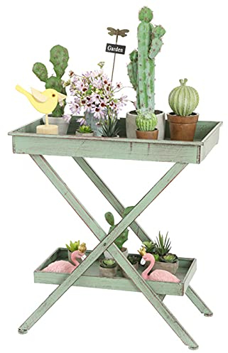 MYYINGBIN 2-stufiger Blumenständer, Shabby Chic-Regale Für Blumentopfständer Aus Eisen, Saftiges Blumenregal, Regal Mit Pflanzenausstellungsregal Für Den Gartenbalkon-Patio