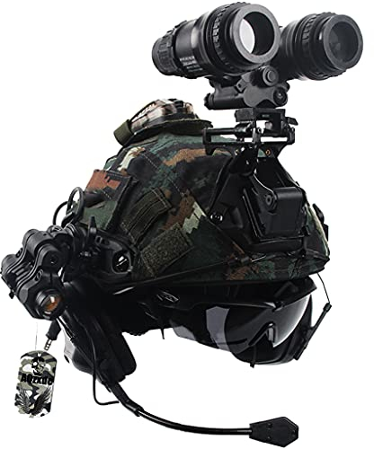 AQzxdc Taktisches Helm-Set, Mit Militär-Headset & Schutzbrille & NVG-Halterung & Teleskop-Modell, Taktische Ausrüstungskombination, Für Airsoft Protective Outdoor Paintball Cosplay,Sets d