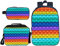 Pop it Schultaschen Set Rucksack + Lunchpaket + Doppellagiges Federmäppchen für Jungen Mädchen Kinder 3D-Druck Schulrucksack 16 Zoll (04)