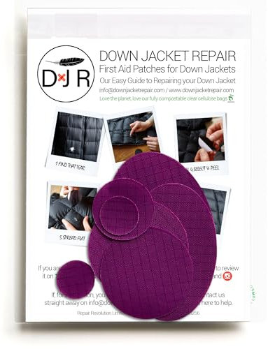 Self‑Adhesive Ripstop Nylon Repair Patch Kit – 30‑Second Fix for Tents, Jackets, Sleeping Bags, Backpacks & Beach Gear – Festival, Camping & Vanlife Essential – 7 Pre‑Cut Patches (Dark Purple)