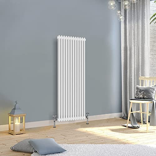 WarmeHaus 1500x560mm Vertical Traditional Radiator 3 Column White Cast Iron Style Tall Upright Radiator Central Heating
