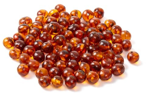 Lose Perle aus baltischem Bernstein mit gebohrtem Loch(10 Grams) - Polished Cognac(6-8 mm)