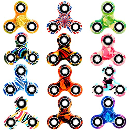 SCIONE Fidget Spinner 12 pezzi Giocattoli antistress per l'ansia Fidget Spinner regalo per bambini e adulti Giocattolo da dito con cuscinetto Spinner a mano colorato Fidget