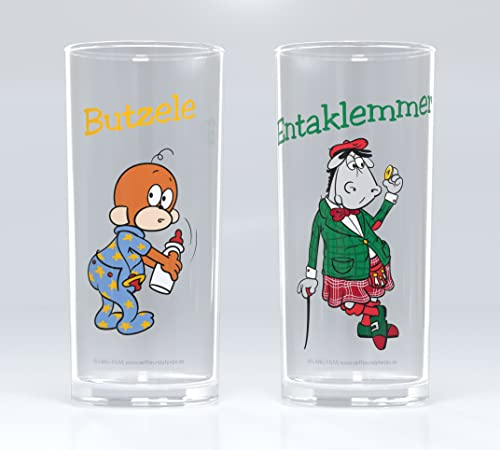 Äffle und Pferdle Trinkglas 2er-Set ''Butzele & Entaklemmer''