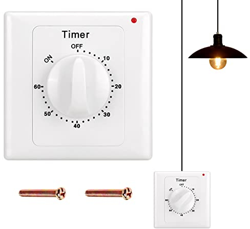 Interruptor de temporizador de cuenta atrás: Aicharynic Temporizador de 60 minutos, interruptor de luz con temporizador, resistente al agua, para baño, ventilador, ventilador extractor