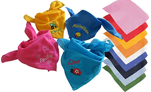 Sommer Baumwoll Halstuch (Nickituch 50x50cm) für Mädchen/Jungen mit Motiv/Sternzeichen uvm.. & Namen bestickt, personalisiert (9 Farben zur Auswahl)