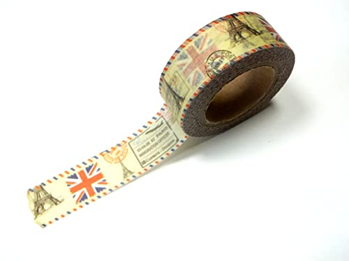 Boutique d'isacrea Washi Tape 15 mm x 10 m, Motiv Eifelturm und Flagge London