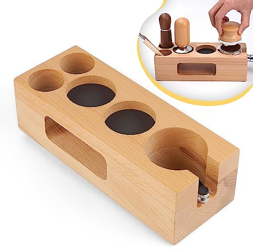 efuturetime Tamperstation 51-54mm Höhenverstellbar, Espresso Tamper Holder Station Holz, Coffee Tamping Ständer für Siebträger 51-54mm, Andrückstation für Siebträger, Barista Zubehör