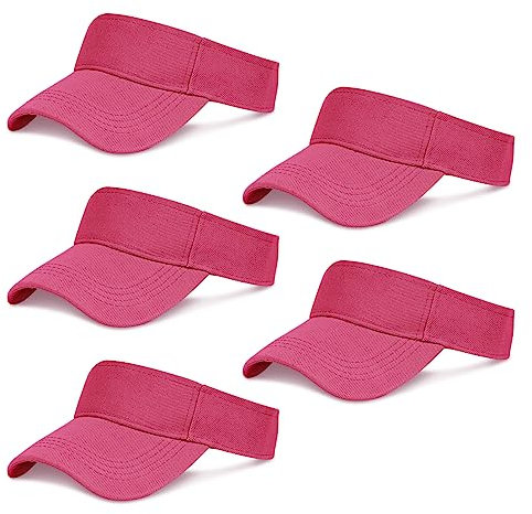 Rbenxia 5 Pieces of Adjustable Sport Visors Sun Visor Hats Cap Visors for Women and Men, Hot Pink, One Size
