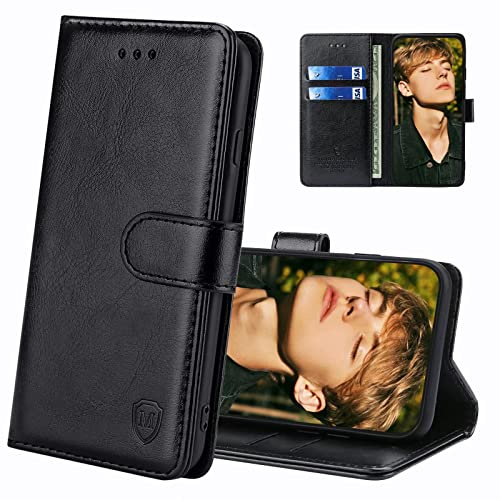 FMPCUON Coque pour Nokia C12/C12 Plus/C12 Pro, Étui à Rabat Premium PU en Cuir, Portefeuille de Protection Magnétique, Noir