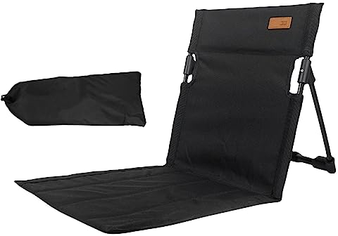 GIMOCOOL Strandmatte mit Rückenlehne | Faltbare Gartenstühle mit Schaumstoffpolsterung | Tragbar mit Tragegurt | Für Strand, Garten, Camping | Schwarz