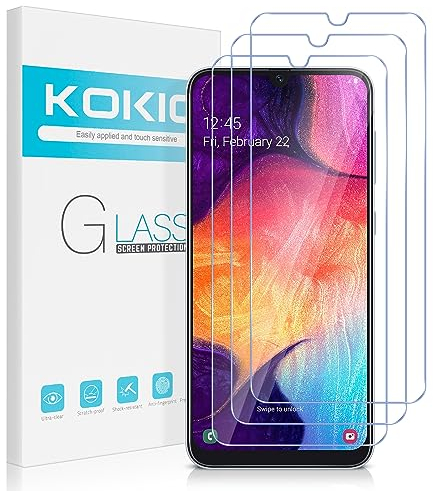 Kokio 3 Stück Schutzfolie für Samsung Galaxy A50/A50S, Gehärtetes Glas Displayschutzfolie für Samsung A50, 9H Härte, Anti-Fingerprint, HD Klar, Frei von Kratzern, Anti-Bläschen(6,4 Zoll)