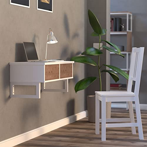 ML-Design Set 2x Consoles Murales, 300x150x30 mm, Blanc, Acier, Design Flottant, Support d'Étagère pour Lavabo/Meuble/Table pour Salle de Bain/Chambre à Coucher, Réglable, Matériel de Montage Inclus