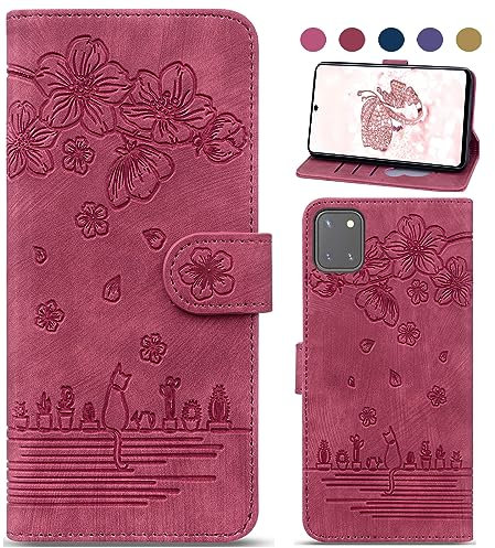 Bxithnr Handyhülle für Samsung Galaxy A81 / M60S / Note 10 Lite Hülle, Leder Handy Tasche Klapphülle Brieftasche Magnetverschluss Flipcase Cover mit [Standfunction] [Kartenfach] - Rot