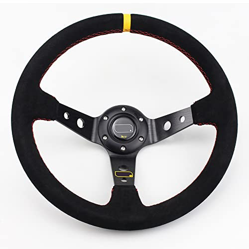 Volante Sportivo Auto,Volante A Calice 14 pollici Nero Deep Mais Racing Volante Universale rally Drift Sport Volante Decorazione (Color : Black)