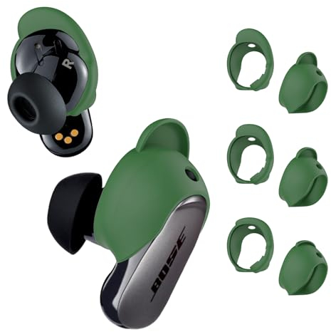 [3 Pairs] Ear Tips Covers for Bose QuietComfort Earbuds II&Bose QuietComfort Ultra Earbuds, WOFRO Anti Slip Silicone Sport Wingtip Anti Scratches Eartip Accessories (S/M/L) -Green