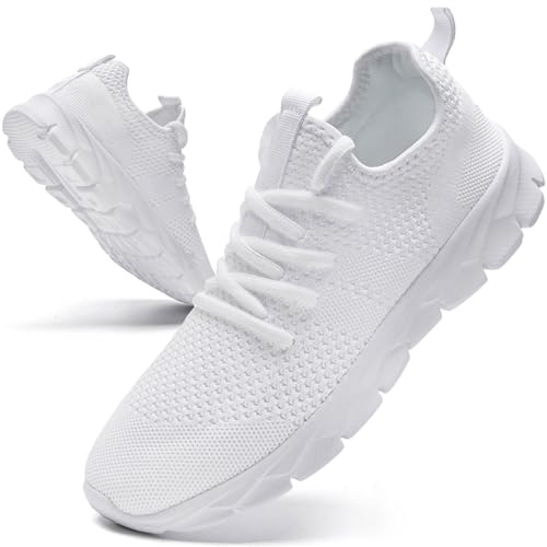 JUEQIBAA Sneaker Herren Schuhe Laufschuhe Sportschuhe Turnschuhe Sommerschuhe Leichtgewichts Tennisschuhe Jogging Männer Fitnessschuhe Gym Running Shoes Herren Weiß, EU 47