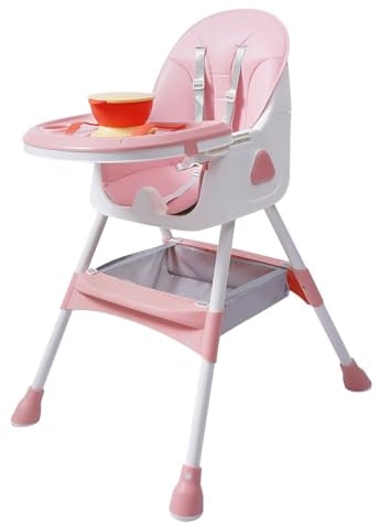 Seggiolone 2 in 1 per neonati e bambini con poggiapiedi, compatto, pieghevole, fino a 80 kg, per ragazzi e ragazze dai 6 mesi in su, colore: rosa
