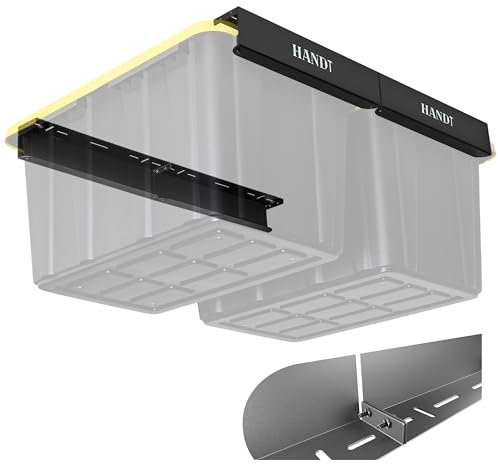 HANDT Überkopf-Garagenregal, Deckenregale, Mülltonnen-Organisationssystem, robustes Metallregal für Behälter, unterstützt die meisten Mülleimer, 2 Sets, schwarz