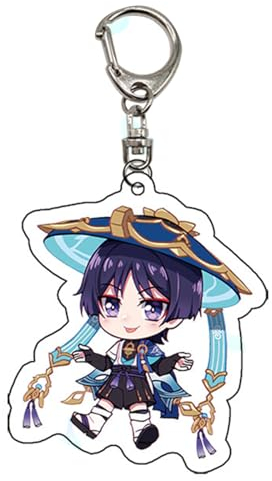acsewater Genshin Impact Keychain Wanderer Balladeer Cartoon Figuren Acryl Anhänger Schlüsselkette Rucksack Tasche Ornament