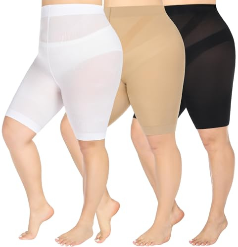 MANZI Lot de 3 culottes longues anti-frottement pour femme, Taille unique