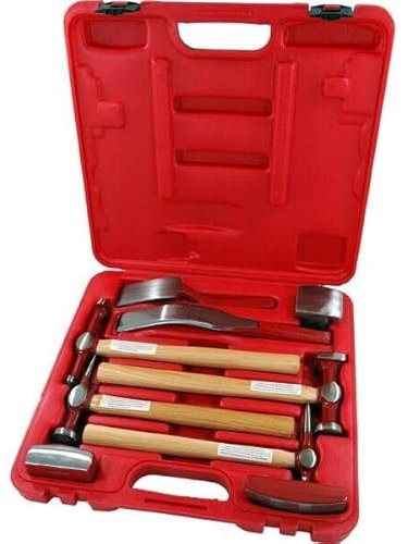 Auto Body Panel Beating Repair Tool Hammer Kit 9 Piece Hickory