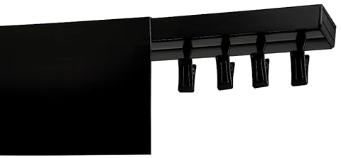 ROLMEISTER Deckengardinenstange mit 9 cm Blende – Vorhangschiene Komplettset, Einfache Montage, Schiebevorhangsystem, bis zu 480 cm Länge (Schwarz, 310 cm (155cm + 155cm))