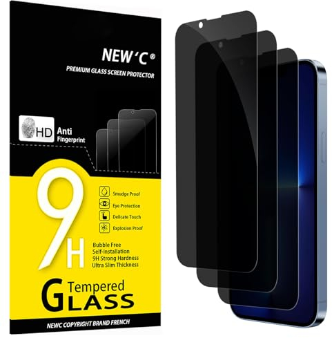 NEW'C 3 Stück, Sichtschutz für iPhone 13 Pro Max,iPhone 14 Plus für Panzerglas (6,7 Zoll) für Panzerglas, Ausgewogener 35-Grad-schutzwinkel mit Augenschutz, Ultra-Haltbare 9H Härte, Blasenfrei