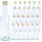 Vitrea 24 leere Glasflaschen 100ml Schraubverschluss Gold - kleine Flaschen zum Befüllen mit Deckel - für Saft, Getränke, Likör, Öl, Saucen, Sirup - 24 Stück, PP22, Kropfhals