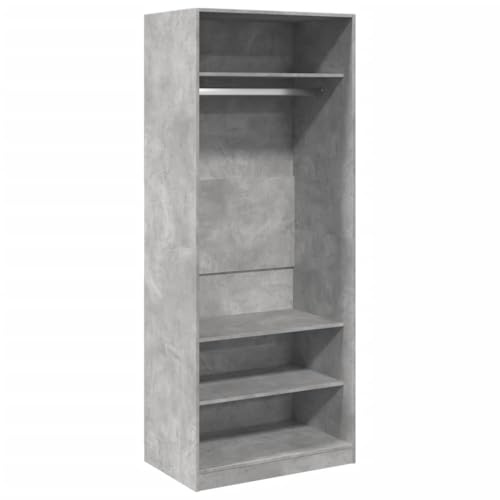 vidaXL Kleiderschrank, Garderobenschrank mit Stauraum, Schrank Mehrzweckschrank für Schlafzimmer, Flurschrank Offen, Betongrau Holzwerkstoff