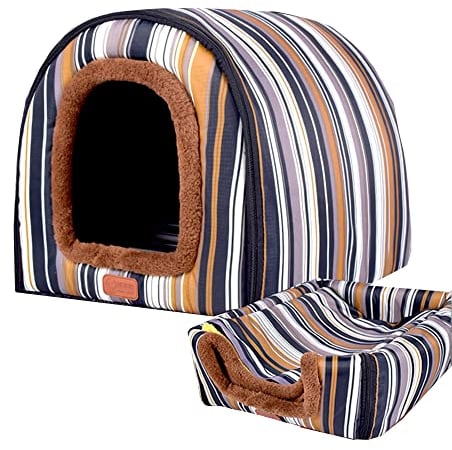 Tragbares Iglu-Hundebett, XXL, 2-in-1, abnehmbar, waschbar, gemütliche Höhle mit Dach, groß, faltbar, rutschfest, Haustiersofa, Schlafnest für Wärme