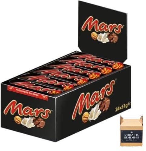 Mars Chocolate Bars Milk Chocolate Bulk Gift Treat Office Box 51g Pack Of 24 Bars
