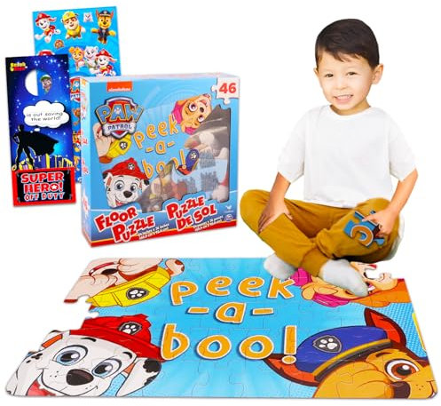 Paw Patrol Bodenpuzzle-Aktivitätsset – Bündel mit 46-teiligem Puzzle für Kinder plus Stickers, mehr | Paw Patrol Spielzeug für Kinder | Paw Patrol Puzzles für Geburtstagsfeier
