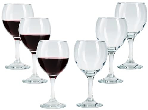 Glasshop Classic Wine Glasses. Set of 6, 365ml. Large & Clear, Versatile for Red & White Wine.