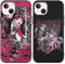 Yimctoie 2 Stück Schwarz Handyhülle für iPhone 14 Pro Max 6,7,Cute Monster Anime Cool Rosa Mädchen Aesthetic Karikatur Schädel Muster Case,Schutzhülle Silikon Hülle TPU Stoßfeste Cover