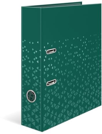 HERMA Ordner A4 Farbe Grün Set, 5 Stück, 7 cm breit, Kinder Ringordner mit Muster, einfarbiger Aktenordner mit glänzender Veredelung und Innendruck für Jungen und Mädchen
